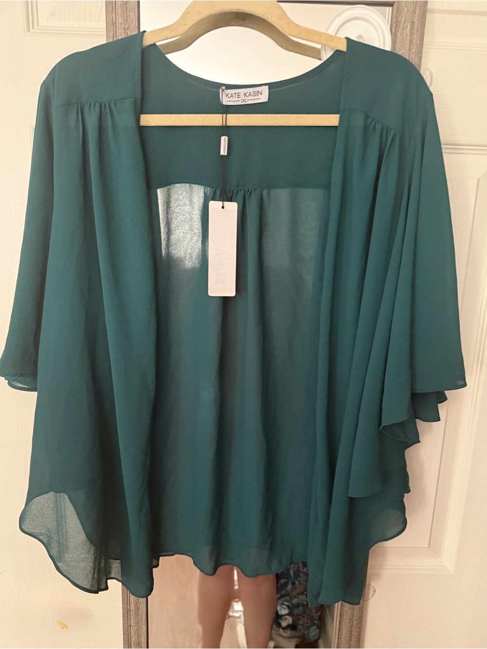 Kate Kasin Green Chiffon Shrug 2XL